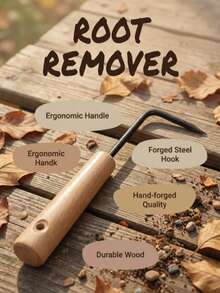 1件木柄不锈钢园艺工具：根部修剪器/拔根器，经久耐用且防锈，用于松土、修剪盆栽根系、耕地。操作简便，不易变形，是一款实用的园艺工具。 - 黑色 - 查看 6