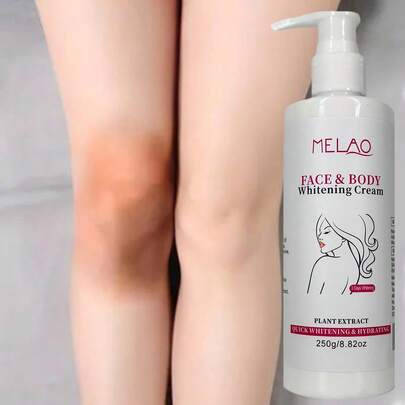  3-Day Whitening Cream, MELAO Face & Body Brightening Cream, Rapid Whitening & Moisturizing, Evens Skin Tone, Suitable For Knees, Elbows & Underarms, Infused With Plant Extracts, 250g/8.82oz