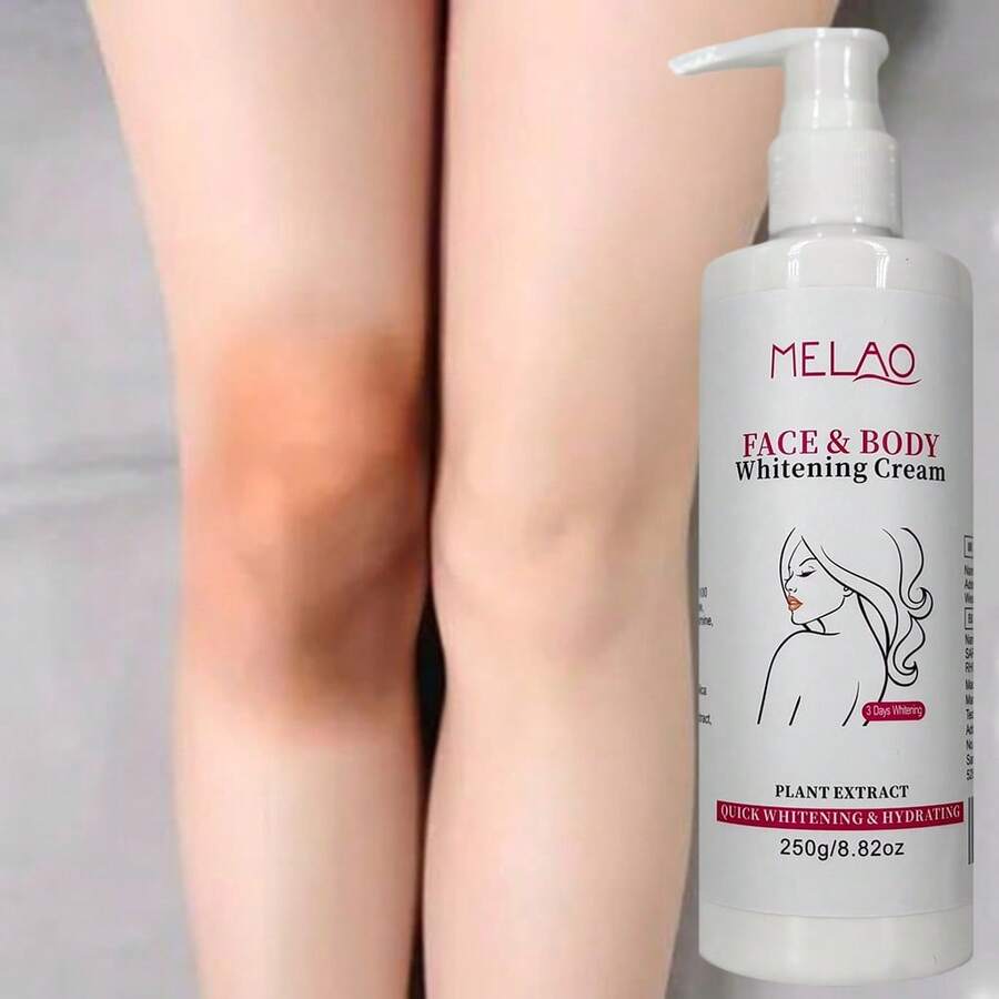 3日美白霜，MELAO面部及身体亮白霜，快速美白保湿，均匀肤色，适用于膝盖、手肘及腋下，蕴含植物萃取精华，250克/8.82盎司 - 白色 - 查看 1