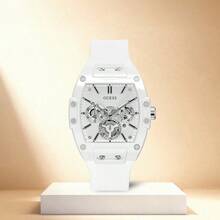 Guess Phoenix GW0203G6 多功能男士石英表，黄色硅胶表带，黑色圆筒形表盘，休闲腕表，适合日常街头运动装扮，时尚男士礼物，送给男友的理想之选 - 白色 - 查看 1