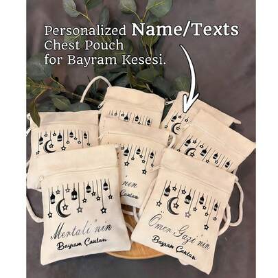 Personalized Name/Texts Chest Pouch | Bayram Kesesi. Personalized Gift Bags With Name/Styles, Personalised Gift Sack. Festival Kareem Favor Bags, Festival Bags, Festival Gifts, Festival Gift, Islamic Gifts, Treat Bag, Drawstring Bag, Personalised Sack, Festival- Various Sizes Available, Travel Organizer