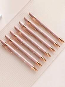 Customized Text/Logo Metal Push Button Pen, Aluminum Barrel Pen, Stylus Ballpoint Pen, Handwriting Touch Screen Pen, Thoughtful Gift For Family, Friends, Teachers, Parents, Colleagues, Great For Back To School, Graduation Season - Multicolor - View 9