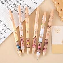 Capybara Cute 6pcs Click Pens - Black Ink, Plastic, No Feathers, Stocking Filler, Notebook Accessories|Playful Design|Plastic Pens,Large-Capacity Multi-Layer Pencil Case,Back To School Supplies Essentials Office Supplies Valentine's Day Gifts - Multicolor - View 1