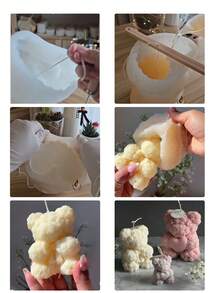 Valentine's Day Series Couple Bear Silicone Mold, For DIY Candles And Plaster Decorations - Couple Bear Candle Silicone Mold, Valentine's Day Bear Handmade Plaster Mold - White - View 7