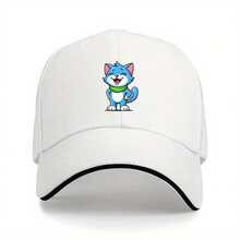 1 Piece Blue Cat Truck Hat - Adjustable Elastic Baseball Cap With Smiling Blue Cat Design, Lightweight Non-Stretch Fabric, Suitable For Outdoor Sports, Casual And Theme Activities - Unisex Hat, Cat Hat, Sports Accessories, Playful Design, Durable Headwear, Fun And Fashionable, Hand Washable, Fashion Enthusiast - 黑色 - 查看 7