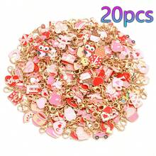 20pcs Valentine's Day Themed Keychain Set | Cupid's Hearts And Bouquet Zinc Alloy Pendants, Surprise Mix & Match | Exquisite Gift Set For Festivals And Parties - Multicolor - View 8