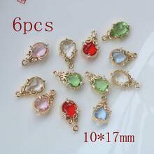 1个/3个/6个装 微镶嵌五瓣水滴吊坠，适用于DIY珠宝制作，耳环、项链、钥匙扣 - 彩色 - 查看 16