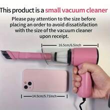 1 Pink 12V Powerful Handheld Car Vacuum Cleaner - Compact Wired Design, Easily Remove Dust And Pet Hair, With Accessory Kit Included, Without Battery, Car Accessories, Complimentary Multi-Purpose Car Brush, Pink Cute Girl, Halloween Gift - Pink Vacuum Cleaner - View 4