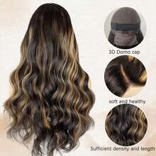 30 Inch 200% Density 13x4 Lace Front Wigs Human Blended Hair Ombre Highlight 1B/27 Body Wave Glueless 5x5 HD Transparent Lace Frontal Wigs For Women Pre Plucked Natural Hairline Blended Synthetic Cosplay Wigs Suitable For Halloween Or Parties - S1B/27 - View 3