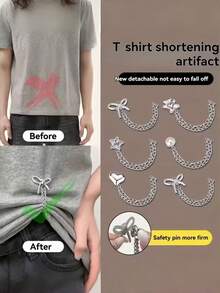 2pcs Solid Color Adjustable Shirt Clips For Women, Butterfly & Heart Decor - Instantly Shorten Sleeves, Suitable For Blouses, Dresses, Pants - Elegant Design, Multiple Colors, Butterfly Decoration - Multicolor - View 10