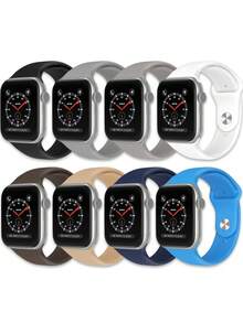 8条防水表带，兼容 38mm、40mm、41mm、42mm、44mm、45mm、46mm、49mm，男女通用；柔软硅胶运动表带，兼容 Series 10、SE、9、8、7、6、5、4、3、Ultra；时尚健身必备礼品套装 - 彩色 - 查看 3