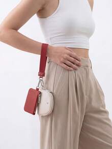 Mini Zip Around Wristlet Wallet For Women Dual Pouch Wristlet  Portable Wallet Coin Purse Mini Women Coin , Women's Wrist Lanyard Keychain With Detachable Mini Wallet & Card Holder Pouches, Ideal Christmas Stocking Stuffer Gift For Travel, Everyday Carry, Keys, Cards And Small EssentialsPocket - WineRed White - 查看 3