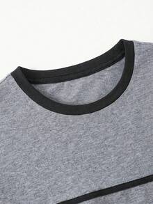 Men's Regular Fit Contrast Trim Short Sleeve T-Shirt, Spring/Autumn - Grey - View 4