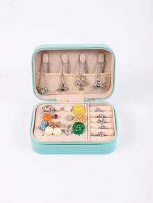 1pc Women's Portable Jewelry Box - Elegant Necklace, Ring And Earring Organizer And Storage Box, Perfect Square Zipper Jewelry Case, Ideal For Valentine's Day, Christmas Gifts And Back To School Essentials, A Must-Have For Fashion Enthusiasts And Jewelry Collectors To Keep Your Treasures Stylish, Suitable For Any Occasion, A Great Gift Choice For Loved Ones And Self-Use, Upgrade Your Jewelry Collection With This Chic And Practical Accessory, Celebrate Love And Joy This Holiday Season With A Thoughtful Gift.