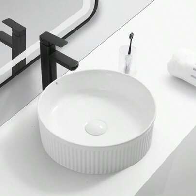 MAX Lav Para Baño Ovalin Ceramico Color Blanco Para Soeponer Redo Y-40