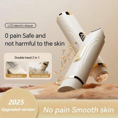 Dispositivo inteligente de depilación indolora para mujeres, afeitadora y recortadora 2 en 1 para uso en todo el Body, incluida el área del bikini y las axilas, con capacidad de batería de 300mAh