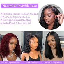 Glueless Wigs Human Hair Pre Plucked Pre Cut 6X5 HD Lace Short Curly Bob Wig Pre Bleach Knots Wear And Go Glueless Wig 250% Density Curly Human Hair Wig 100% Unprocessed Virgin Hair 14inch - Natural Black - View 6
