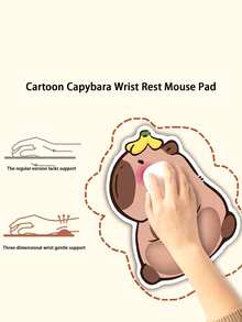 1个水豚鼠标垫，带腕托，3D人体工学加厚腕垫，适用于办公室，防止鼠标手受伤 - 彩色 - 查看 1