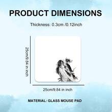 Glass Pad With Ink-Style Anime Chinese Classical Art Design, Hard Gaming Mouse Pad For PC, Smooth Control, Dominate The Game, Endless Durability, Special Glass Surface With Improved Precision&Speed - Black and White - View 3