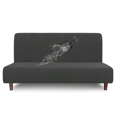 Funda de futn 100 impermeable, doble funda impermeable para sof de futn, funda elstica de jacquard sin brazos, protector de muebles para nios, mascotas, perro y gato futn, gris oscuro