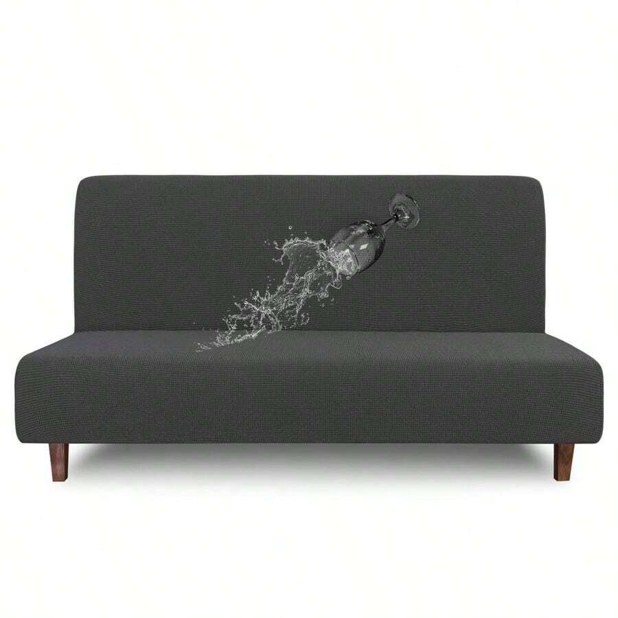 Funda de futn 100 impermeable, doble funda impermeable para sof de futn, funda elstica de jacquard sin brazos, protector de muebles para nios, mascotas, perro y gato futn, gris oscuro