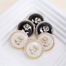 5 Pieces Fresh Style Exquisite Rose Flower Oil Drop Button Women's Shirt Sweater Dress Decorative Button 0.83inch - Black - View 2