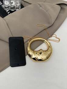 迷你新月形包，零钱包，首饰袋，口红盒，奢华电镀金属光泽新月形晚宴包，优雅闪亮金色腕包，前卫亚克力金属链条手提包，适合婚礼、派对、晚宴等场合，女士手提包，生日礼物，情人节礼物 - 查看 2