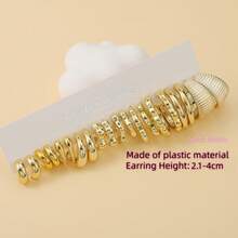 1 đôi/10 đôi/40 đôi bông tai hình học mạ vàng kiểu Châu Âu & Mỹ mới năm 2025, chất liệu nhẹ, thiết kế tinh tế, phù hợp cho phụ nữ đeo hàng ngày. - Vàng - Xem 9