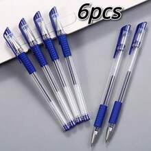 6-15pcs/Pack European Standard Neutral Carbon Office Signature Pens, 0.5mm Bullet Tip, Red, Blue, Black, Student Stationery, Back To School Season - Multicolor - View 11