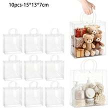 20个装大号透明礼品袋，带提手，加厚可重复使用透明PVC材质，适用于派对、婚礼回礼、购物、情人节礼物、婚礼派对礼物、鲜花袋、母亲节礼物、礼品、新娘送礼会、毕业礼物等场合（7.87英寸 x 7.87英寸 x 3.15英寸）。 - 彩色 - 查看 11