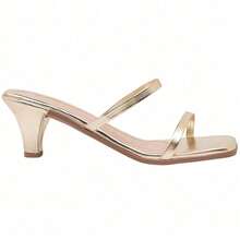 Women's Sandal With Stiletto Heel, Dressy Clog With Thin Straps - Guld - Visa 3