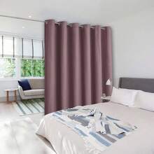 Patio Door Curtain Sound Blocking, Bedroom Privacy Room Divider Curtain Screen Partitions, Thermal Insulated Blackout Closet Sliding Door Curtain (1 Panel, 8.3ft Wide By 7ft Long, Gray) - 乾燥玫瑰 - 查看 11