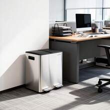 A 40-Liter Stainless Steel Waste Bin Featuring Two Sections - Anti-fingerprint Black - View 7