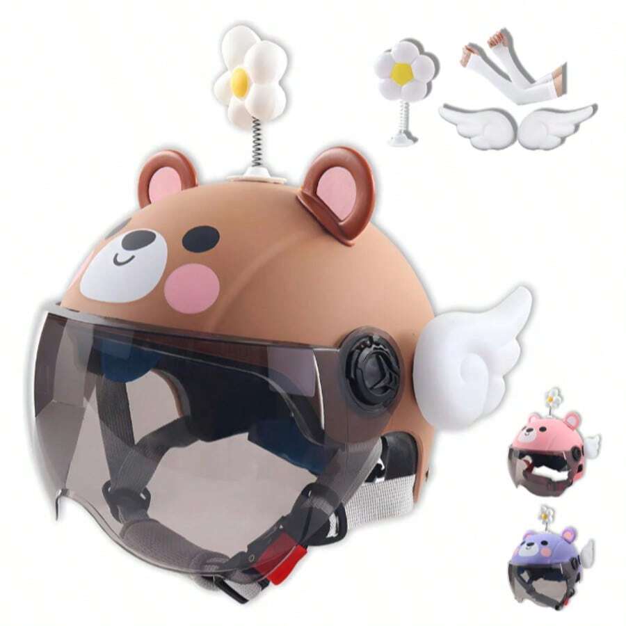 Casco Para Moto Para Niños Y Niña Bici Y Deporte Ajustable - Camel - Ver 1