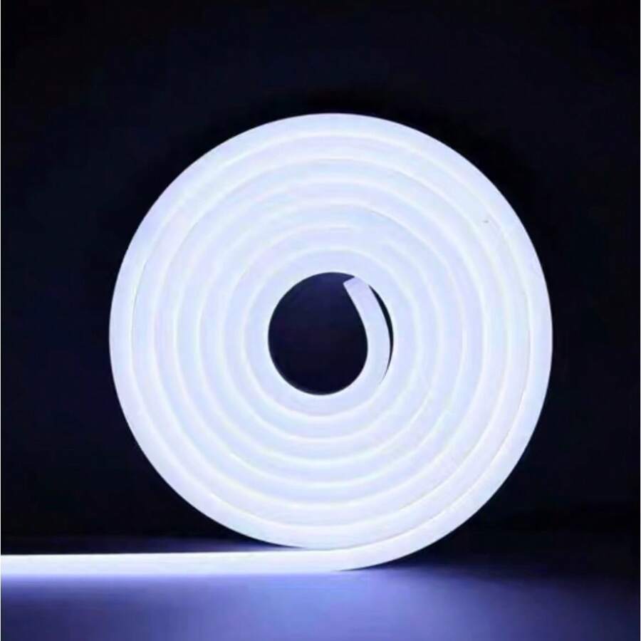 Rolo de 5m de fita LED Mangueira Neon Corte 2,5cm Flexível 12v pronta entrega Com Fonte - Branco Frio - Visão 1
