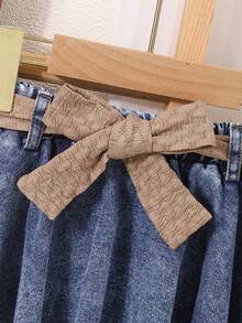 Bộ 2 món cho bé gái mùa hè: Áo không tay và chân váy denim bất đối xứng, trang phục thường ngày cho kỳ nghỉ. - Nhiều màu - Xem 4