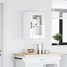 vidaXL Armário mural cozinha com porte en verre Lucca branco brilhante - Branco - Ver 3