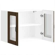 vidaXL Armoire murale de cuisine et porte en verre Lucca chêne marron - Tabac - Voir 7
