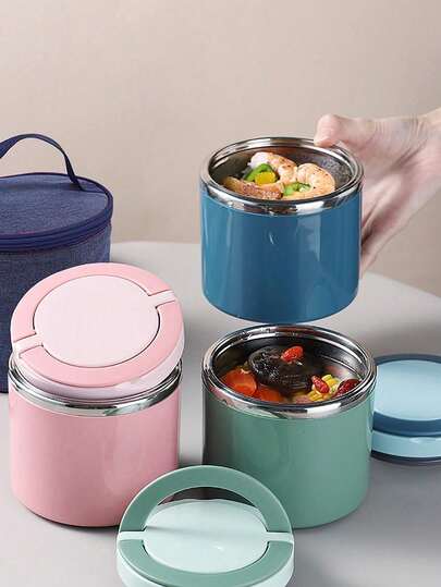 不锈钢保温午餐盒，大容量，餐盒，学生便当盒，早餐杯，日式汤碗，不锈钢保温杯，带盖勺子的早餐杯，适合上班族，粥杯，水杯，午餐盒包，保温午餐包，便携式保温餐包