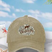 Southern Camouflage Hunting Dog Baseball Cap - Adjustable Snap, Green/Brown Camouflage With Hunting Dog And Hunting Season Design, Breathable Unisex Outdoor Hat, Machine Washable Casual Hat, Adventure Gear, Retro Snap, Lightweight Material, Durable Fabric, Suitable For Sports Enthusiasts - Xám than - Xem 7