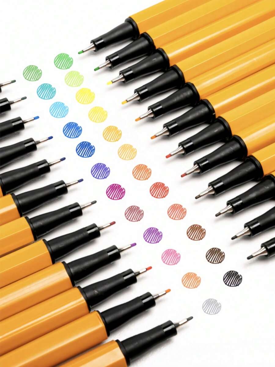 24 Colors Set 0.4mm Micro Tip Fineliner Pen Drawing Painting Sketch Fine Line Art Marker Office School Stationery - Multicolor - View 1