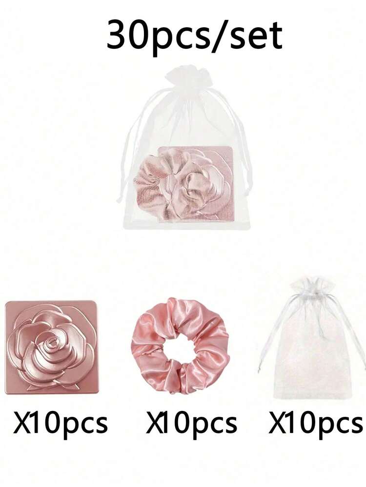 15 Peças Conjunto de Espelho de Maquiagem com Flor de Rosa, Inclui 10/5 Peças Espelhos de Flor Dobráveis, 10/5 Peças Faixas de Cabelo de Cetim, 10/5 Peças Sacos de Organza Branca, Adequado como Presente de Noiva, Lembrança de Casamento, Espelho de Maquiagem Portátil, Ideal para Casamentos, Despedidas de Solteira, Chás de Panela, Presentes para Convidados e Lembrancinhas de Festa - multicolorido - Visão 18