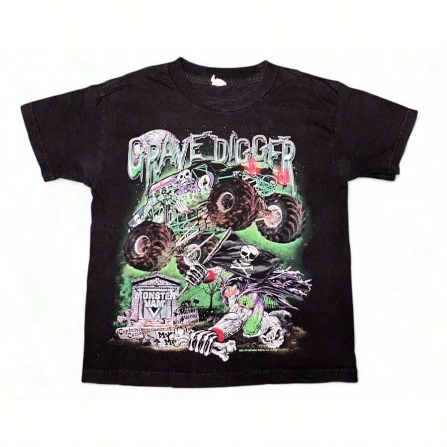 Vintage Monster Truck Kids S T-Shirt Monster Jam 2015 Tee - 黑色 - 查看 1