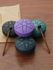 3英寸迷你钢舌鼓，6音，户外花园雨铃，钢鼓，花园雨铃，迷你手鼓，乐器，空心迷你鼓，钢弹簧鼓，碳钢手鼓，雨铃，打击乐器 - 彩色 - 查看 6