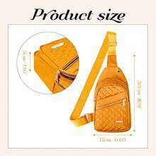 2026 Solid Color Quilted Waist Bag - Casual Large Capacity Zipper Chest Bag, Adjustable Crossbody Bag, Daily Use, Lightweight And Waterproof Valentine's Day Gift - Yellow - View 4