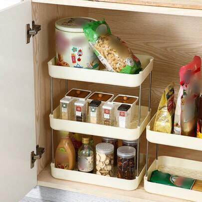 1pc 2/3 Tier Kitchen Storage Rack, Multi-Function Organizer Shelf, Countertop Organizer, Home Storage Rack, Suitable For Kitchen, Bedroom, Bathroom, Living Room