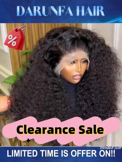 34 Inch Natural Lace Front Wigs Blended Human Hair Deep Wave 13x4 HD Transparent Lace Frontal Wig For Women 200% Density Curly Wet And Wavy Lace Front Wigs Human Hair Glueless Wig
