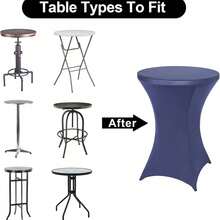 Spandex Cocktail Party Round Table Cover, Solid Color Elastic Polyester Tablecloth, Washable And Machine Washable, Wrinkle Resistant Elastic Table Skirt, Suitable For Wedding, Banquet And Party Decoration, With Multiple Solid Colors To Choose From - Multicolor - View 9