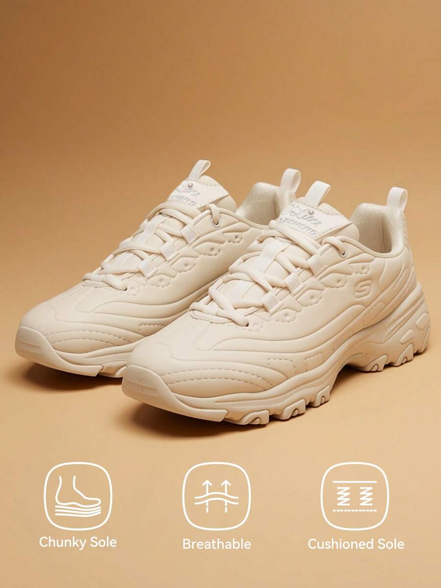 Skechers D'LITES系列休闲鞋，轻便减震女鞋，日常运动健行鞋，熊猫鞋，通勤运动鞋 150243-OFWT - 乳白色 - 查看 1