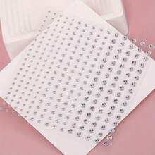 2pcs 3D Imitation Silvery Rhinestone Eye & Face Decals, Oblong Shaped, DIY Festive Y2K Makeup Party Eye & Face Decor Stickers - 彩色 - 查看 6